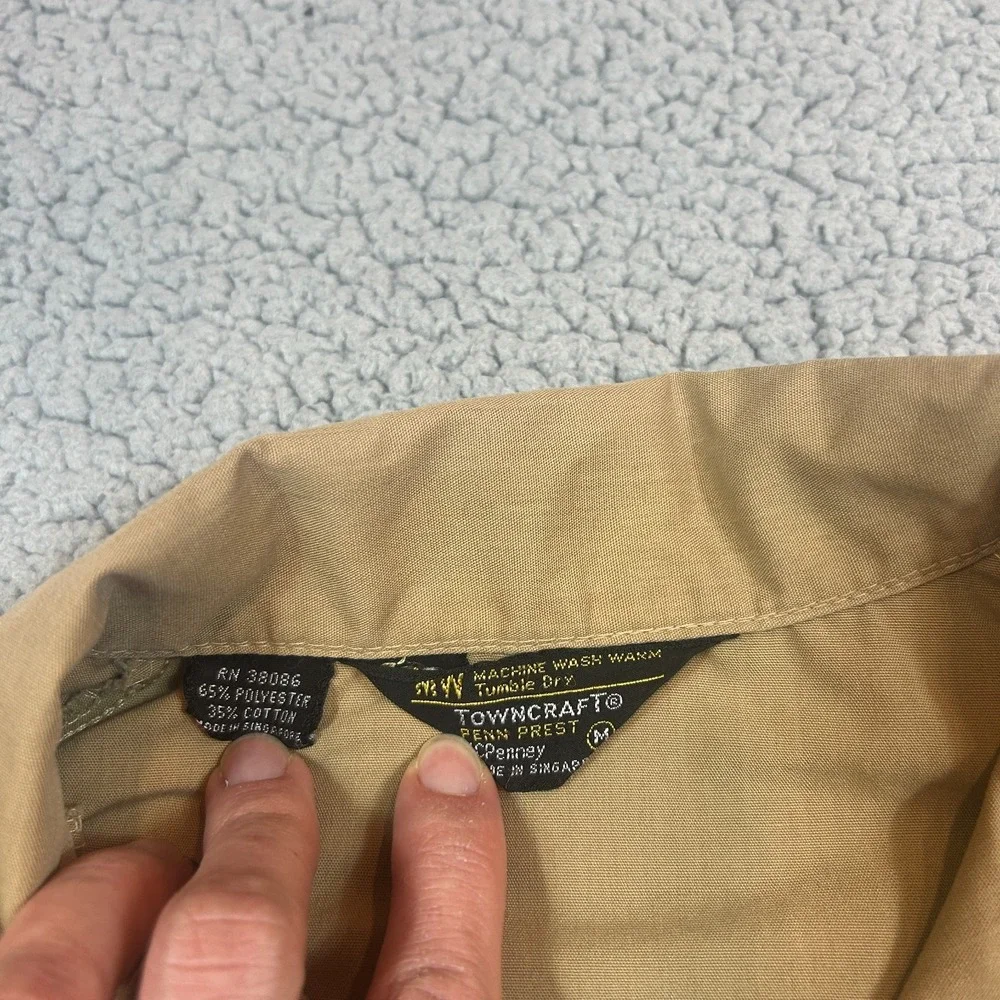 Vintage 70s JC Penney Bi Swing Jacket Penn Prest Beige  Full Zip‎ Mens Medium